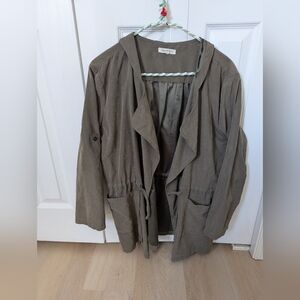 Suede-feel and Satin-lined Jacket in Olive Green